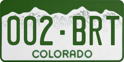 CO license plate 002BRT