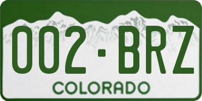 CO license plate 002BRZ