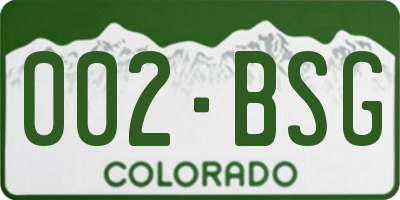CO license plate 002BSG