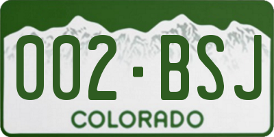 CO license plate 002BSJ