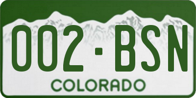 CO license plate 002BSN