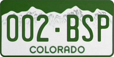 CO license plate 002BSP