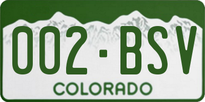 CO license plate 002BSV