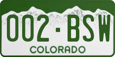 CO license plate 002BSW