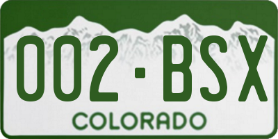 CO license plate 002BSX