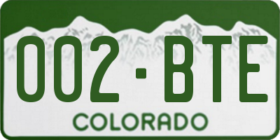 CO license plate 002BTE