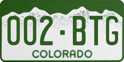 CO license plate 002BTG