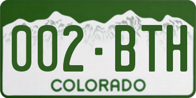 CO license plate 002BTH
