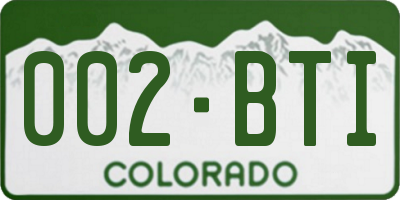 CO license plate 002BTI