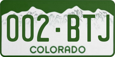 CO license plate 002BTJ