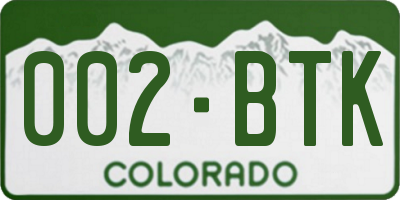 CO license plate 002BTK