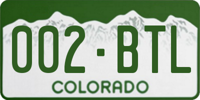 CO license plate 002BTL