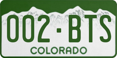 CO license plate 002BTS
