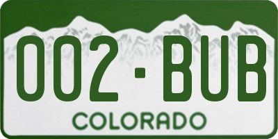 CO license plate 002BUB