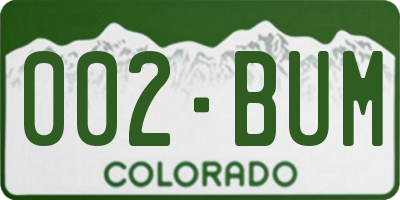 CO license plate 002BUM