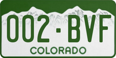 CO license plate 002BVF