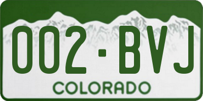 CO license plate 002BVJ