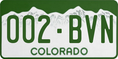 CO license plate 002BVN