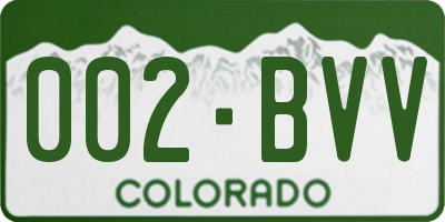 CO license plate 002BVV