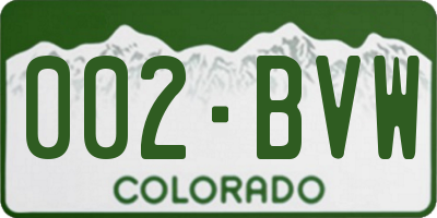 CO license plate 002BVW