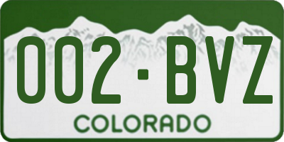 CO license plate 002BVZ