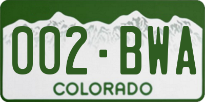 CO license plate 002BWA