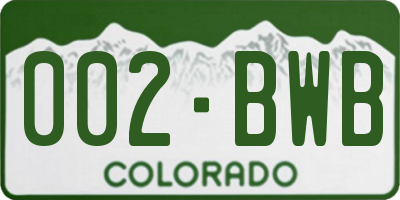 CO license plate 002BWB