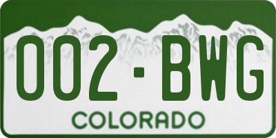 CO license plate 002BWG