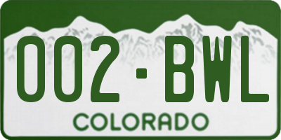 CO license plate 002BWL