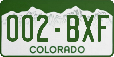 CO license plate 002BXF