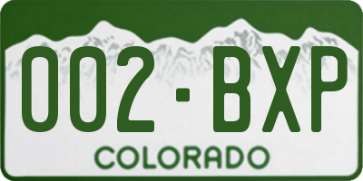 CO license plate 002BXP