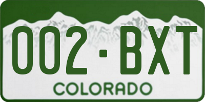 CO license plate 002BXT
