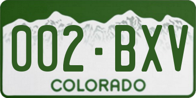 CO license plate 002BXV