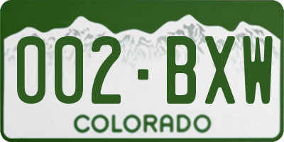 CO license plate 002BXW