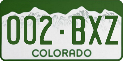 CO license plate 002BXZ