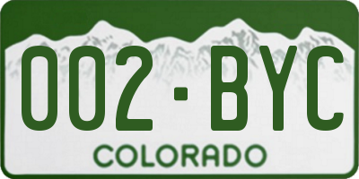 CO license plate 002BYC