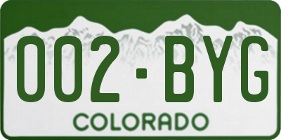 CO license plate 002BYG