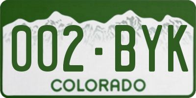 CO license plate 002BYK