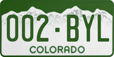 CO license plate 002BYL