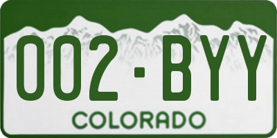 CO license plate 002BYY