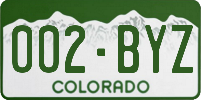 CO license plate 002BYZ