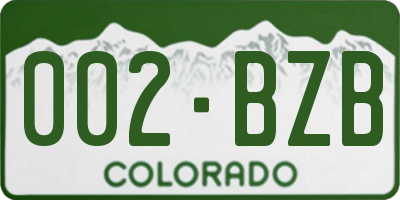 CO license plate 002BZB