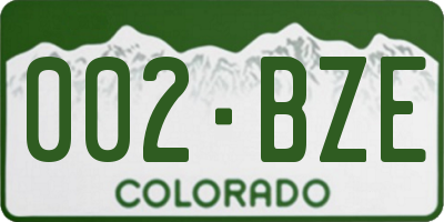 CO license plate 002BZE