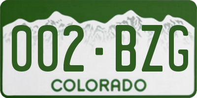 CO license plate 002BZG