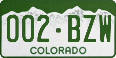 CO license plate 002BZW