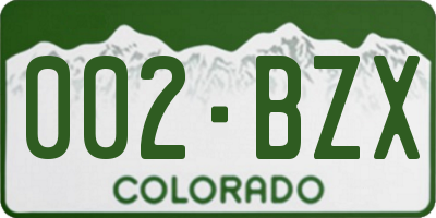 CO license plate 002BZX