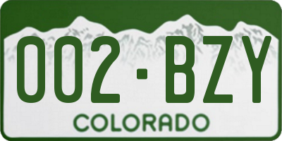 CO license plate 002BZY