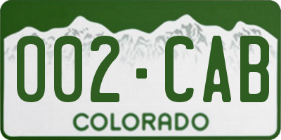 CO license plate 002CAB