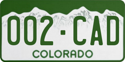 CO license plate 002CAD