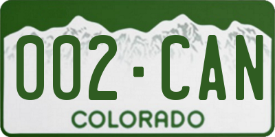 CO license plate 002CAN